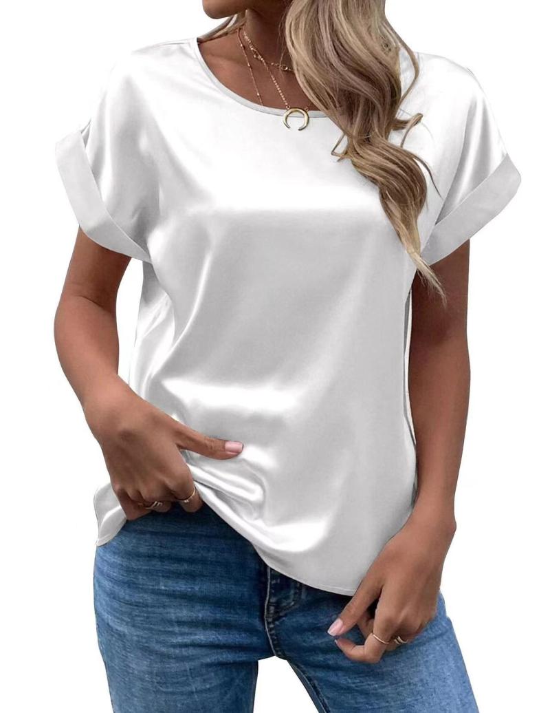 Blouses et chemises |  La blouse satinée carrée manches revers Blouses et chemises Blouses et chemises