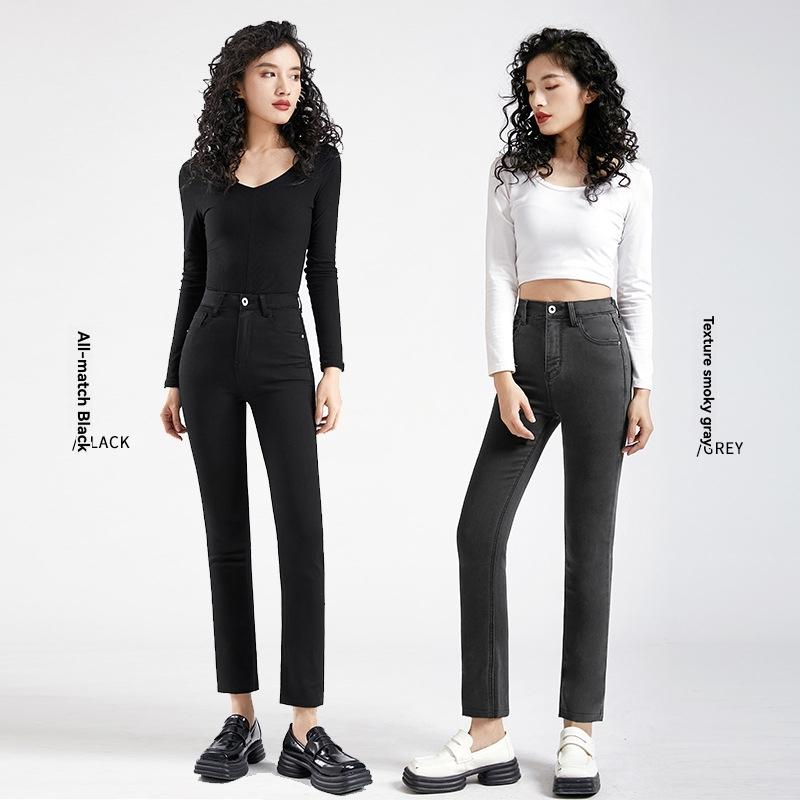 Jeans |  Le jean droit étroit court Viola noir Jeans Femme