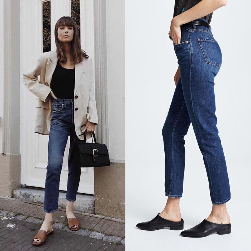 Jeans |  Le jean mom taille haute bleu Jeans Femme