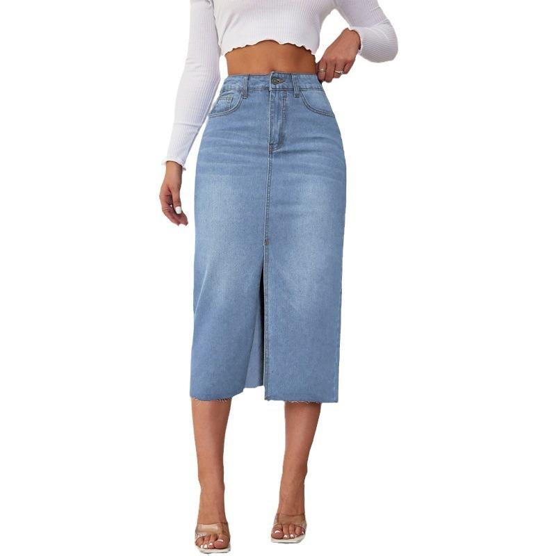 Jupes |  La jupe maxi denim à fente Jupes Femme