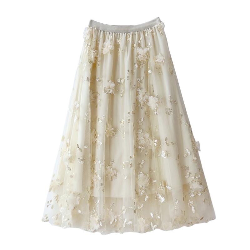 Jupes |  La jupe tulle fleurs brodées Jupes Femme