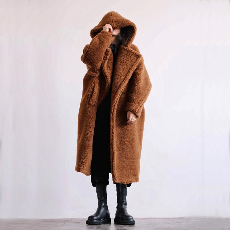 Manteaux |  Le long manteau col cranté doux effet mouton Manteaux Femme