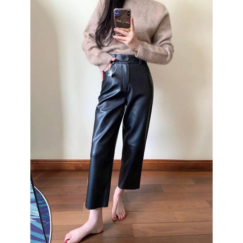 Pantalons |  Le pantalon large cuir véritable Pantalons Femme