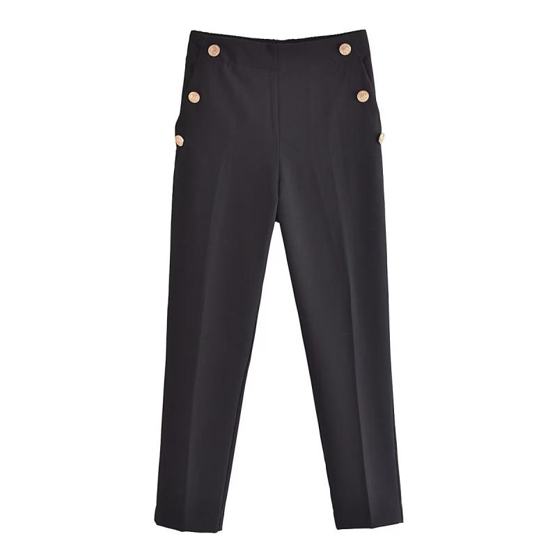 Pantalons |  Le pantalon structuré boutons armoiries Pantalons Femme