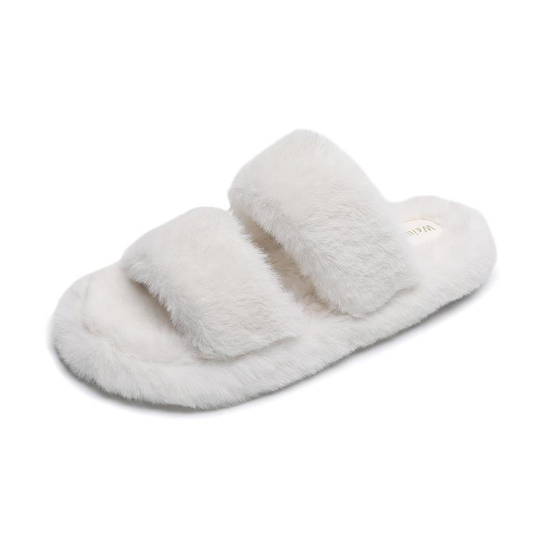 Pantoufles |  La pantoufle slide double bride peluche Femme Chaussures Femme