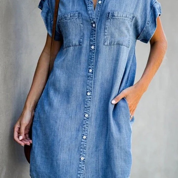 Robes |  La robe chemise denim coton biologique Robes Femme