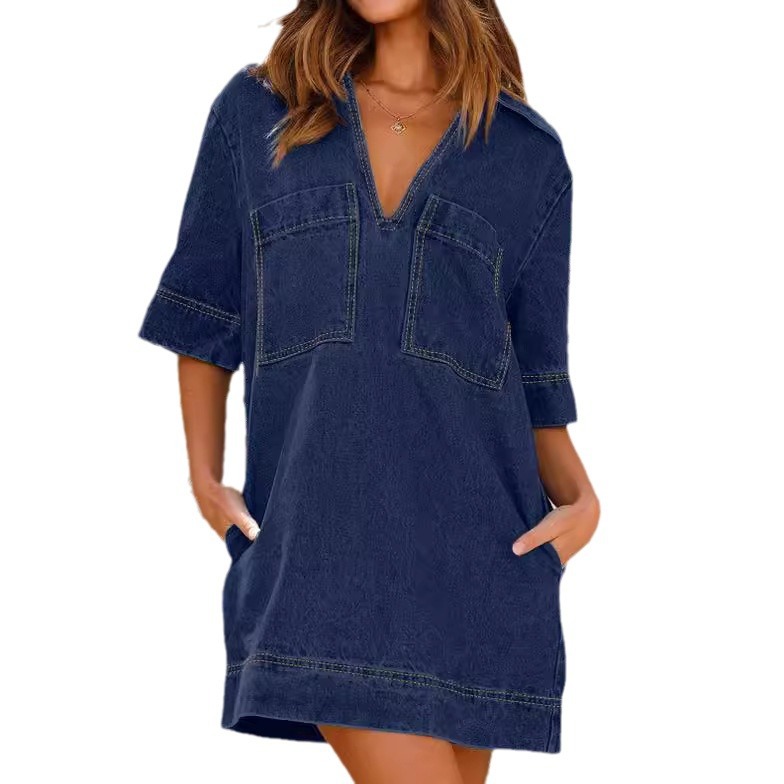 Robes |  La robe col Johnny denim Robes Femme